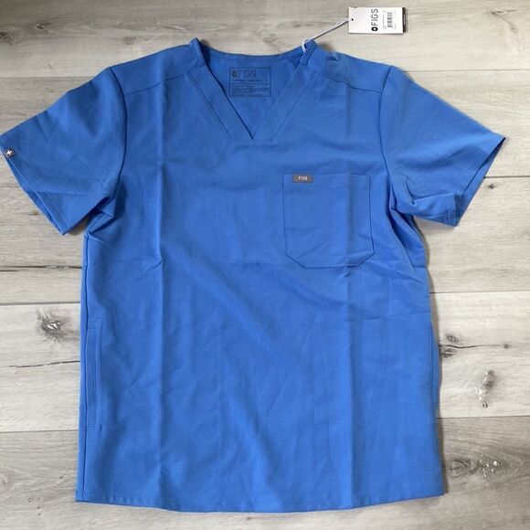 FIGS Chisec™ Three-Pocket Scrub Top NWT S Ceil Blue - Picture 8 of 8